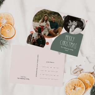 Cartes Pour Fêtes Annuelles Polka Boho vert point Noël Trois photos