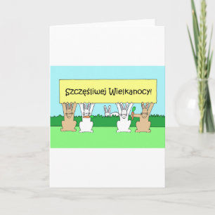 Cartes Pour Fêtes Annuelles Polonais Joyeux Bunnies de Cartoon de Pâques