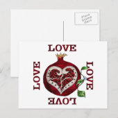 Cartes Pour Fêtes Annuelles Pomegranate Heart LOVE Valentine (Devant / Derrière)
