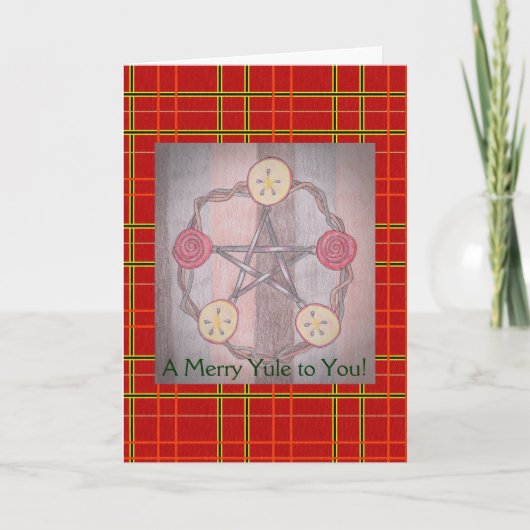Cartes Pour Fêtes Annuelles Pomme Pentacle tranche Yule Rouge Plaid (Devant)