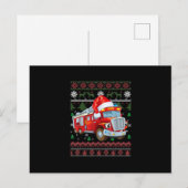 Cartes Pour Fêtes Annuelles Pompier Camion de pompier Noël Garçon Chapeau de P (Devant / Derrière)