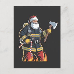Cartes Pour Fêtes Annuelles Pompier Camion de pompiers Arbre de Noël Père Noël