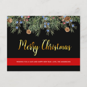 Cartes Pour Fêtes Annuelles Pompier Joyeux Noël Mince Ligne rouge