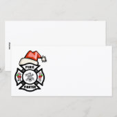 Cartes Pour Fêtes Annuelles Pompier père Noël (Devant / Derrière)