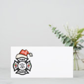 Cartes Pour Fêtes Annuelles Pompier père Noël (Debout devant)