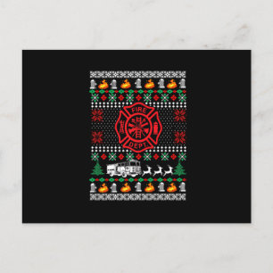 Cartes Pour Fêtes Annuelles Pompier Service des incendies Noël laid drôle de N