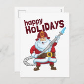 Cartes Pour Fêtes Annuelles Pompiers Noël Père Noël Pompier (Devant / Derrière)