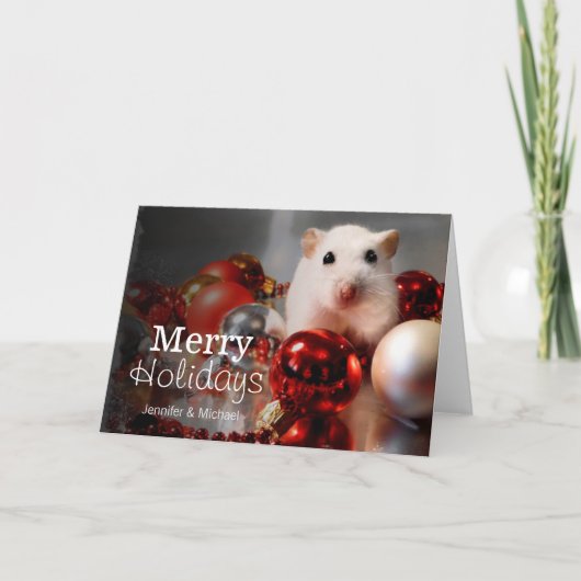 Cartes Pour Fêtes Annuelles Pompon de hamster de nain blanc (Devant)