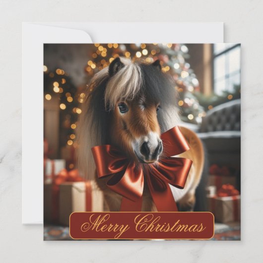 Cartes Pour Fêtes Annuelles Poney de Noël  (Devant)