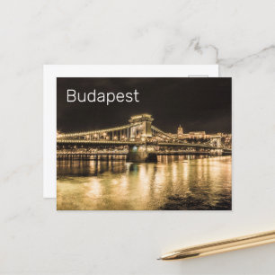 Cartes Pour Fêtes Annuelles Pont Chaîne Budapest Hongrie Retro Nuit Vintage