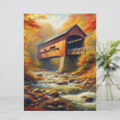 Cartes Pour Fêtes Annuelles pont couvert classique d'automne (Debout devant)