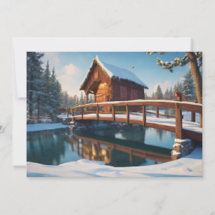 Cartes Pour Fêtes Annuelles Pont en bois enneigé