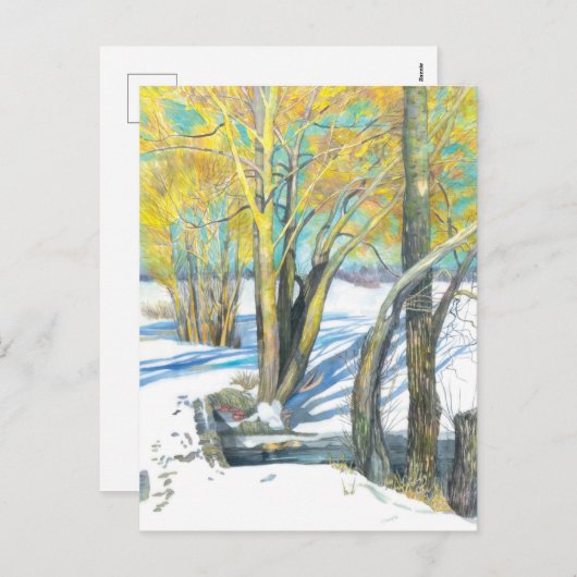 Cartes Pour Fêtes Annuelles pont en hiver (Devant / Derrière)