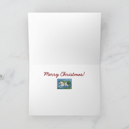 CARTES POUR FÊTES ANNUELLES PONY PULLING PINECONE SLEIGH DE NOËL VOLANT (Intérieur)