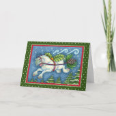 CARTES POUR FÊTES ANNUELLES PONY PULLING PINECONE SLEIGH DE NOËL VOLANT (Devant)