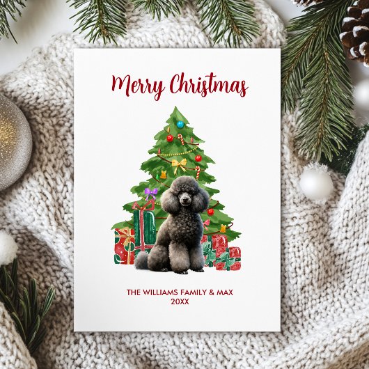 Cartes Pour Fêtes Annuelles Poodé Personnalisé Chien Famille Noël