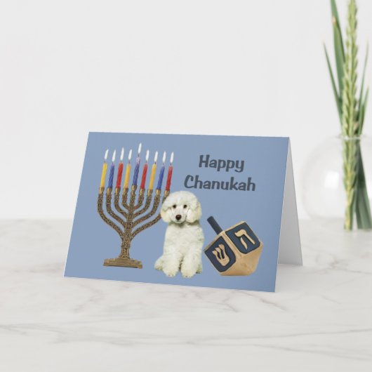 Cartes Pour Fêtes Annuelles Poodle Chanukah Card Menorah Dreidel (Devant)