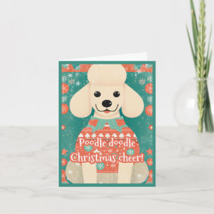 Cartes Pour Fêtes Annuelles Poodle dans un pull de Noël moche drôle unique