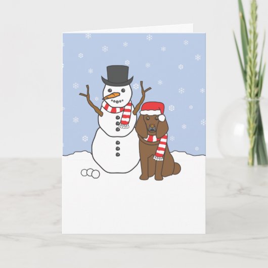 Cartes Pour Fêtes Annuelles Poodle et Snowman (Devant)