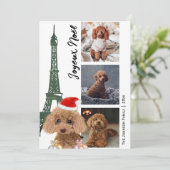 Cartes Pour Fêtes Annuelles Poodle français Tour Eiffel Photo Paris Noël (Debout devant)