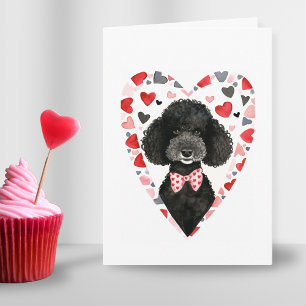 Cartes Pour Fêtes Annuelles Poodle noir Valentines Jour Chien Aquarelle parent
