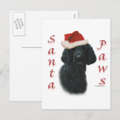 Cartes Pour Fêtes Annuelles Poodle Père Noël Paws (Devant / Derrière)