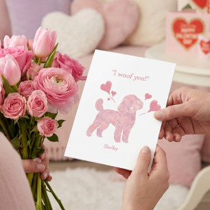 Cartes Pour Fêtes Annuelles Poodle Rose Pâle - Nom Personnalisé pour la Saint-