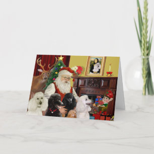 Cartes Pour Fêtes Annuelles Poodles de Père Noël (St+T)