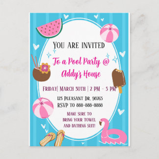Cartes Pour Fêtes Annuelles Pool Party Fun! Birthday Pool Party!