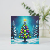 Cartes Pour Fêtes Annuelles Pop Art Noël avec Neon Vert Bleu pourpre (Debout devant)