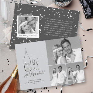 Cartes Pour Fêtes Annuelles Pop Fizz Clink Style Champagne Argent Chic Photo