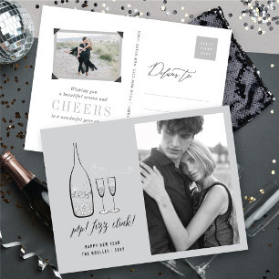 Cartes Pour Fêtes Annuelles Pop Fizz Clink Style Champagne Argent Chic Photo