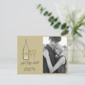 Cartes Pour Fêtes Annuelles Pop Fizz Clink Style Champagne Or Chic Photo (Debout devant)