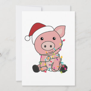 Cartes Pour Fêtes Annuelles Porc Noël Neige Hiver Animaux Porcs
