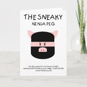 Cartes Pour Fêtes Annuelles Porc sournois de Ninja
