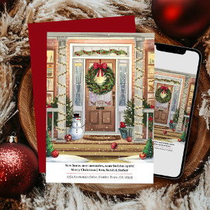 Cartes Pour Fêtes Annuelles Porche avant de Noël cosy Nouvelle Maison 