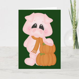 Cartes Pour Fêtes Annuelles Porcin et citrouilles