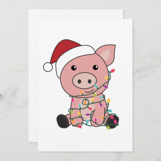 Cartes Pour Fêtes Annuelles Porcs Noël Neige Animaux d'hiver Porcs (Devant / Derrière)