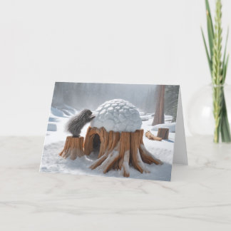 CARTES POUR FÊTES ANNUELLES PORCUPINE IGLOO HIVER - VIEUX STUMP