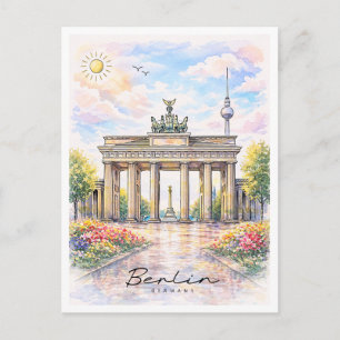 Cartes Pour Fêtes Annuelles Porte de Brandebourg à Berlin, aquarelle Allemag