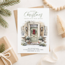 Porte d'entrée verte élégante Maison neuve Noël