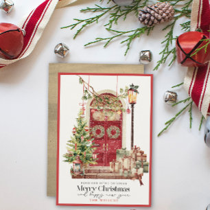 Cartes Pour Fêtes Annuelles Porte rouge Notre maison à votre Noël