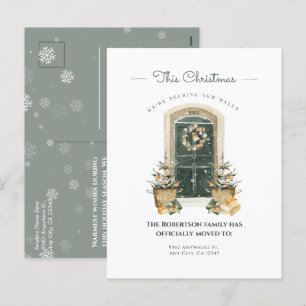Cartes Pour Fêtes Annuelles Porte Verte Aquarelle Annonce Nouvelle Maison Hive