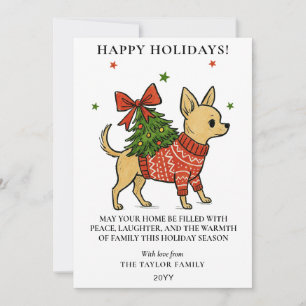 Cartes Pour Fêtes Annuelles Porteur d'arbre de Noël Chihuahua