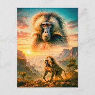 Cartes Pour Fêtes Annuelles Portrait à double exposition de Gelada Baboon