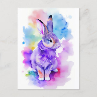 Cartes Pour Fêtes Annuelles Portrait d'aquarelle de lapin 2