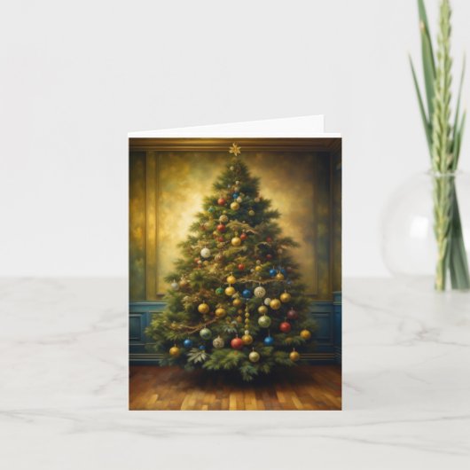 Cartes Pour Fêtes Annuelles Portrait d'arbre de Noël K (Devant)