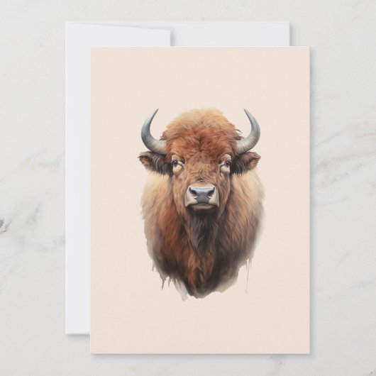 Cartes Pour Fêtes Annuelles Portrait de bison aquarelle (Devant)