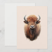 Cartes Pour Fêtes Annuelles Portrait de bison aquarelle (Devant / Derrière)