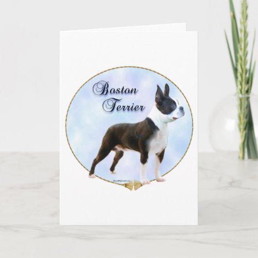 Cartes Pour Fêtes Annuelles Portrait de Boston Terrier (Devant)